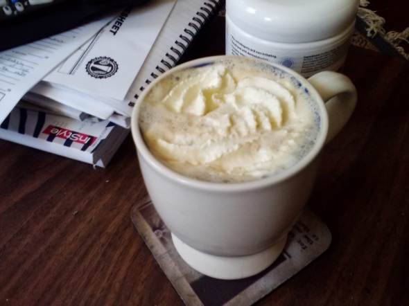 Sunday started with coffee. Coffee is better with homemade whipped cream. Its science. 