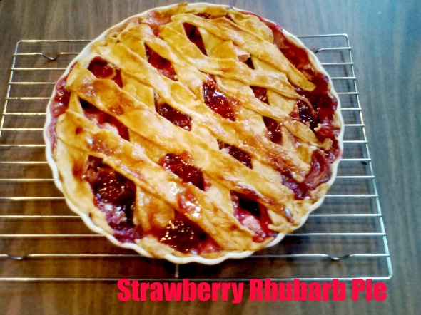 Strawberry Rhubarb Pie I made with my farmers market selections 